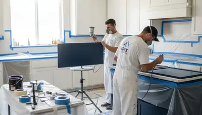 Cabinet painting in Jacksonville, FL for kitchens and bathrooms with durable moisture-resistant finishes