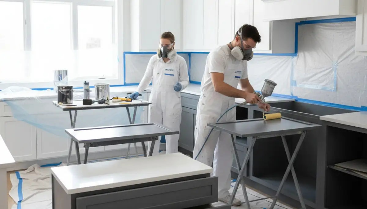 Cabinet painting service in Jacksonville, FL for durable kitchen and bathroom finishes
