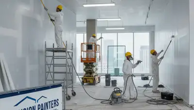 Commercial painting crew in Jacksonville, FL applying durable coatings to a business exterior
