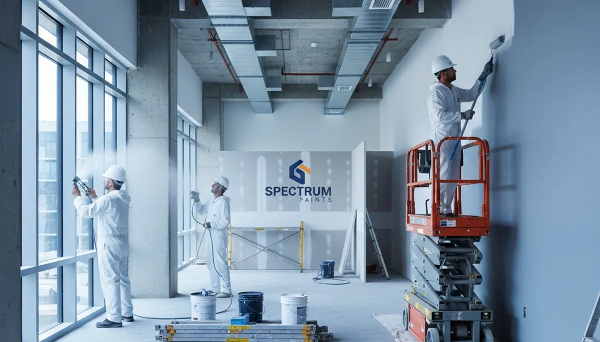 Commercial painting crew applying durable coatings to a Jacksonville, FL business exterior