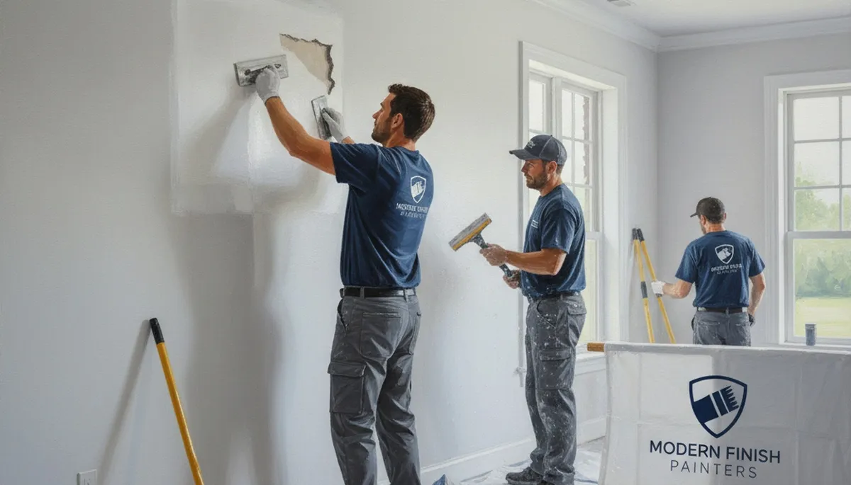 Jacksonville, FL drywall repair by painters fixing cracks and water damage for a smooth paint-ready finish