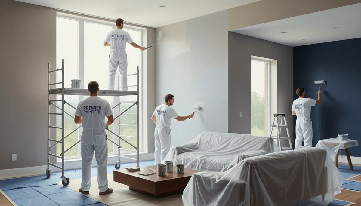 Interior painters in Jacksonville, FL applying humidity-resistant paint to a home wall