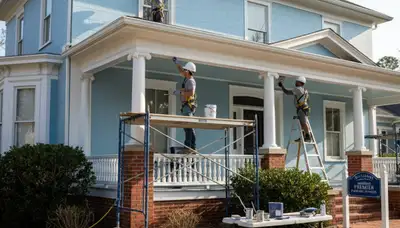 Professional painters in Jacksonville, FL applying interior paint on a residential wall