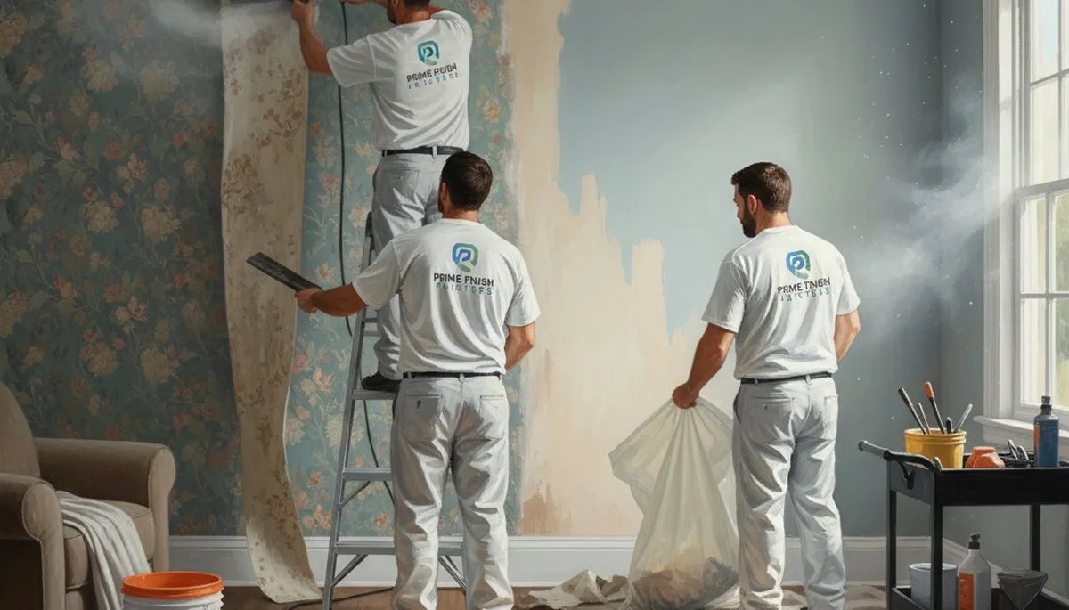 Jacksonville Paint Pros safely removing wallpaper and prepping walls in Jacksonville, FL