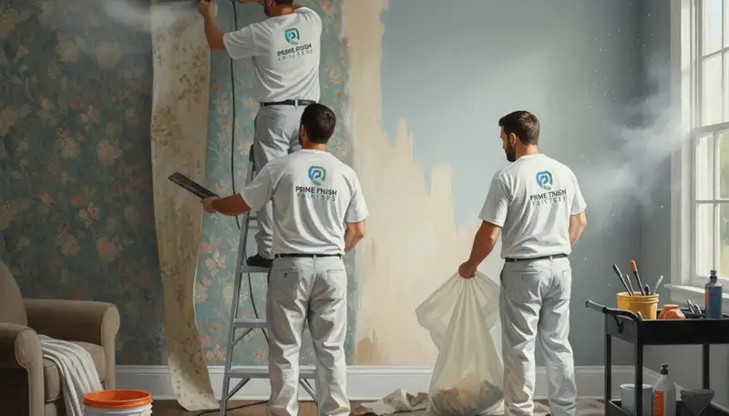 Jacksonville Paint Pros safely removing wallpaper and prepping walls in Jacksonville, FL
