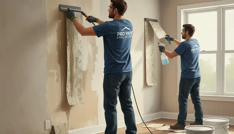 Wallpaper removal service in Jacksonville, FL preparing walls for painting